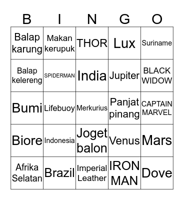 SEMESTA Bingo Card