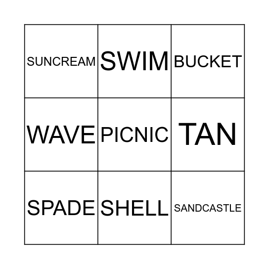 KIDSBINGO - PUNTA BRAVA Bingo Card