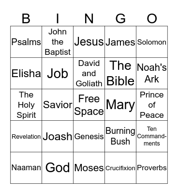 Bible Bingo Card