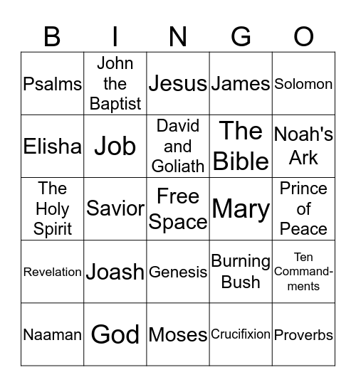 Bible Bingo Card