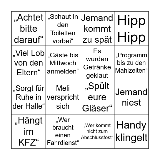 Dienstbesprechungsbingo Card