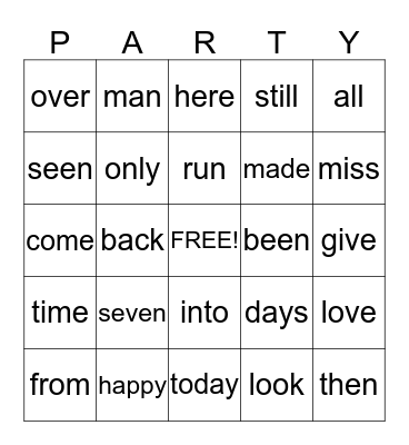 PARTY BINGO Card