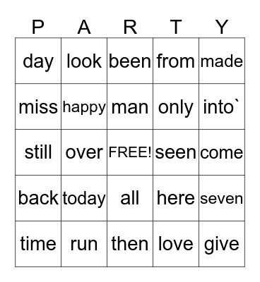 PARTY BINGO Card