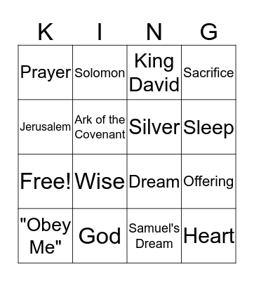 King Bingo Card