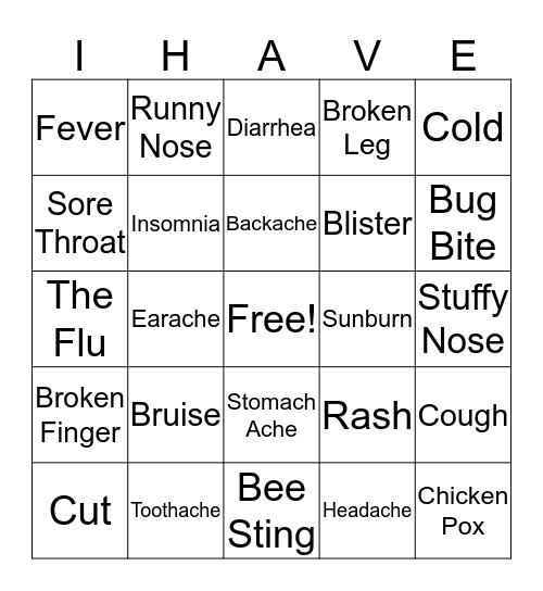 What's the matter? Bingo Card