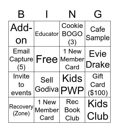 Bookseller Bingo Card