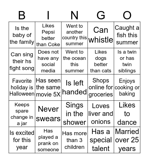 MGS Staff Bingo 2019 Bingo Card