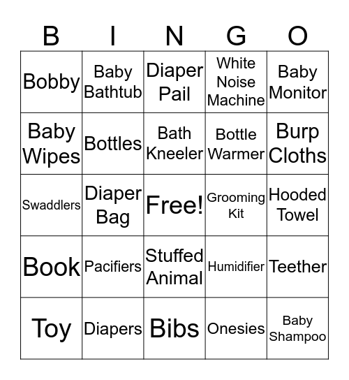 Baby Shower Bingo Card