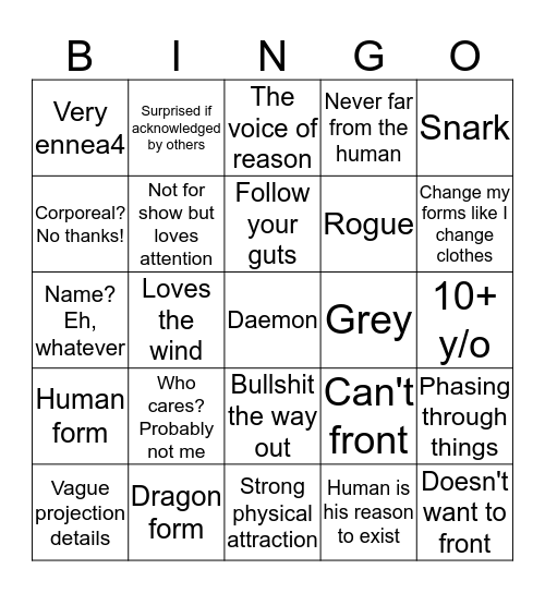 Seph Bingo Card