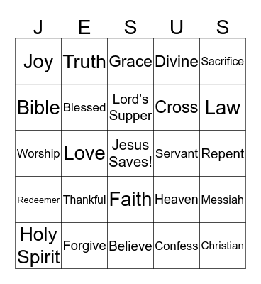 Jesus Bingo Card