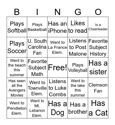 People Bingo Card