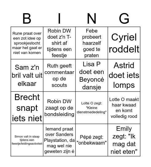 Leidingsbingo 2019 Bingo Card
