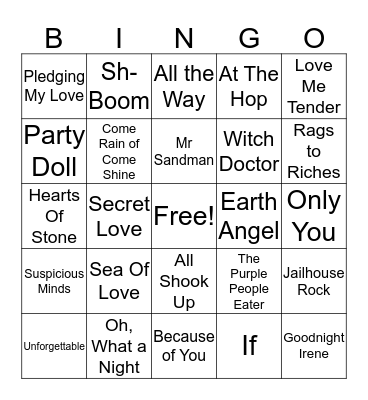 The 1950's Bingo Card