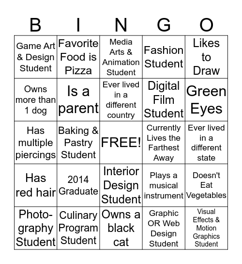 Let's Meet BINGO Card