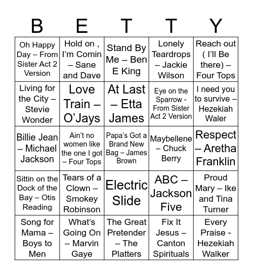 Betty Jean 80th Birthday Bingo Card