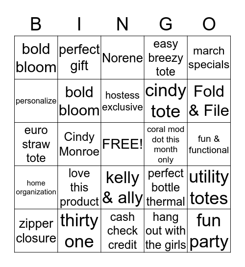 ThirtyOne Bingo Card