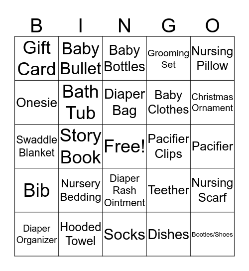 Baby Shower 2 Bingo Card