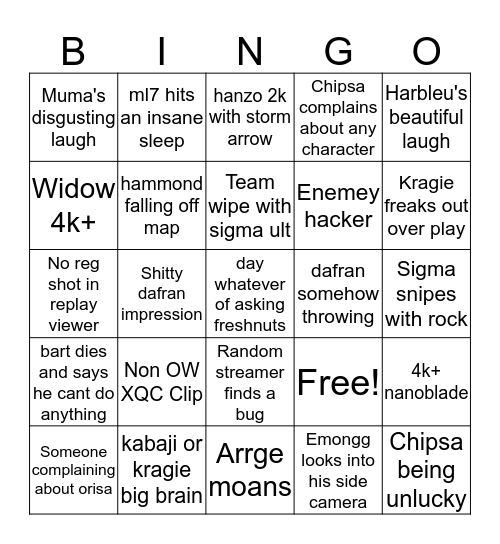 FreshNuts Bingo! Bingo Card