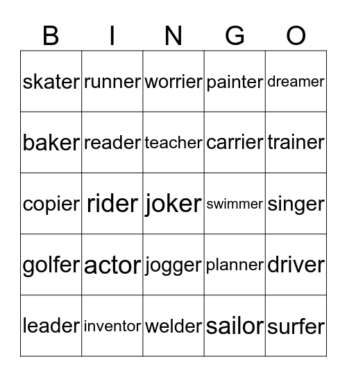 Red 45 Bingo Card