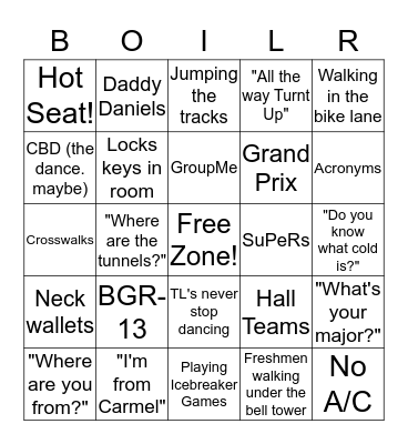 BGR Bingo Card