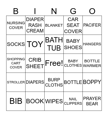 Baby Bingo Card