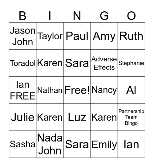 Pain BINGO Card