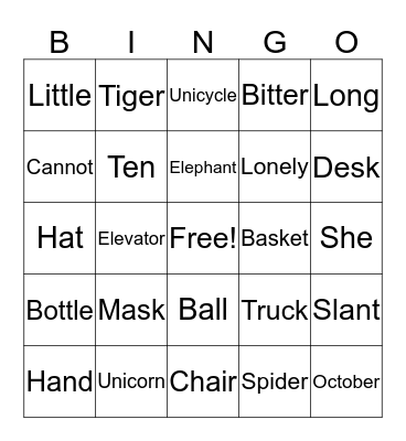 Vowel Sounds Bingo Card