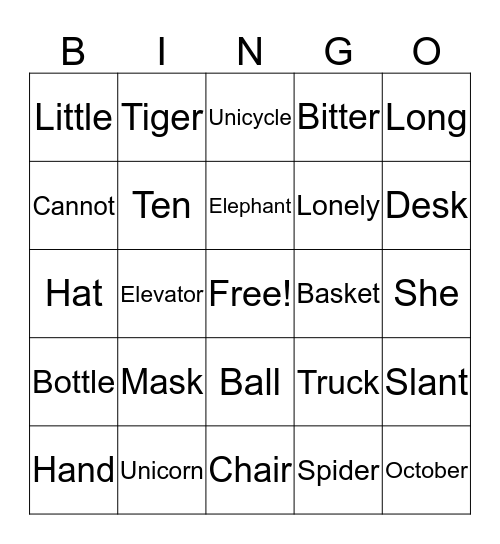 Vowel Sounds Bingo Card