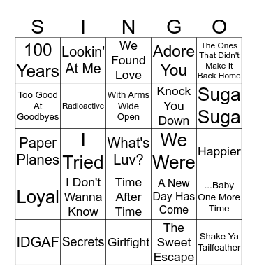 Round 2 Bingo Card