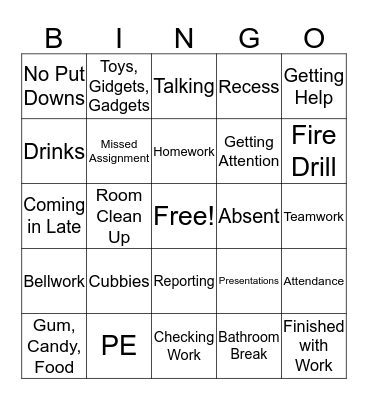 Procedure BINGO Card