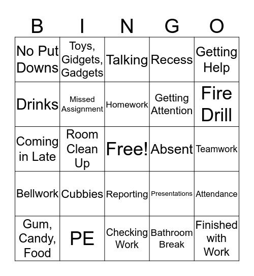 Procedure BINGO Card