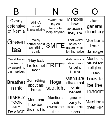 Owyn bingo Card
