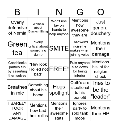 Owyn bingo Card