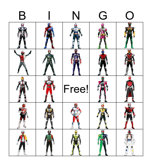 Kamen Rider Bingo Card