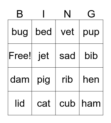 Smart Phonics 2 Bingo Card