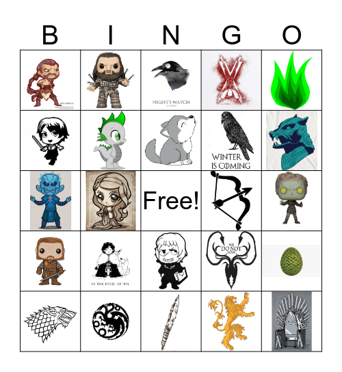 GAME OF THRONES BABY SHOWER Bingo Card