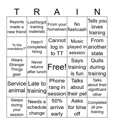 Tutor/SIL Training Bingo Card