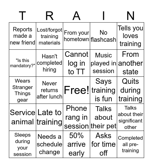 Tutor/SIL Training Bingo Card