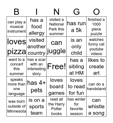 Find someone who ... Bingo Card