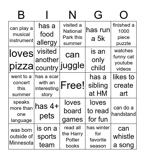 Find someone who ... Bingo Card