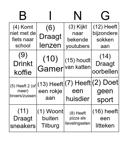 klassenbingo Card