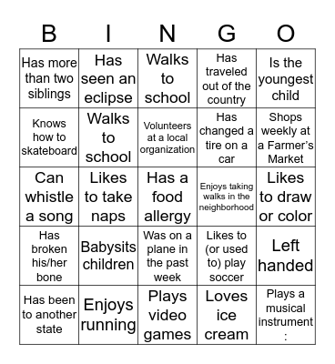 24th St People Bingo (Write Name & House #) Bingo Card