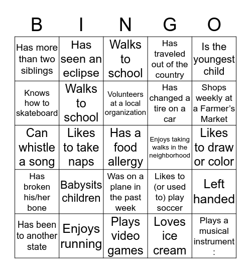 24th St People Bingo (Write Name & House #) Bingo Card