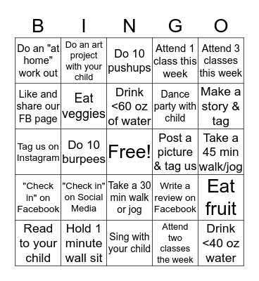 Baby Boot Camp Back-to-School Bingo Card