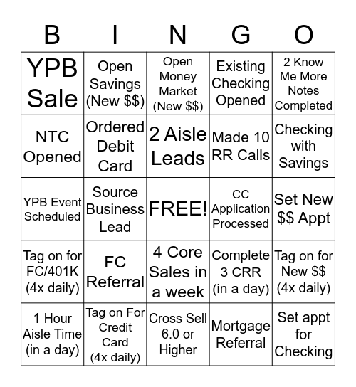 Banker Bingo  Bingo Card