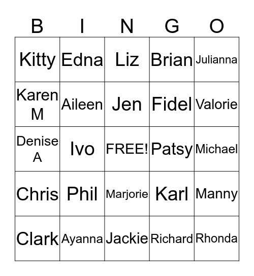 OA Bingo Card