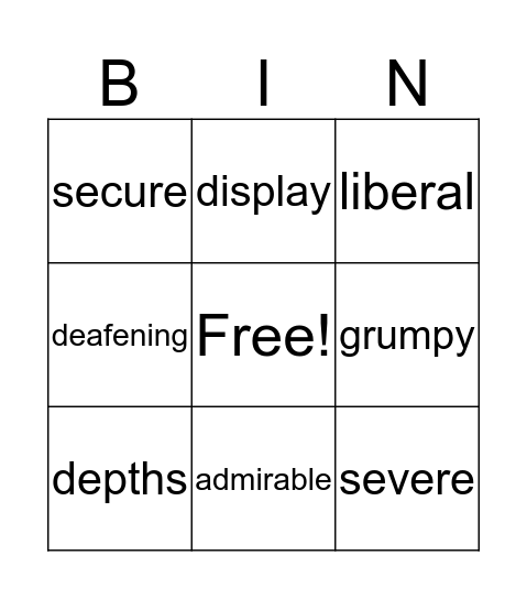 Vocabulit Lesson 1 Bingo Card