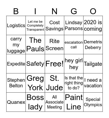 Marvin 2019 Bingo Card