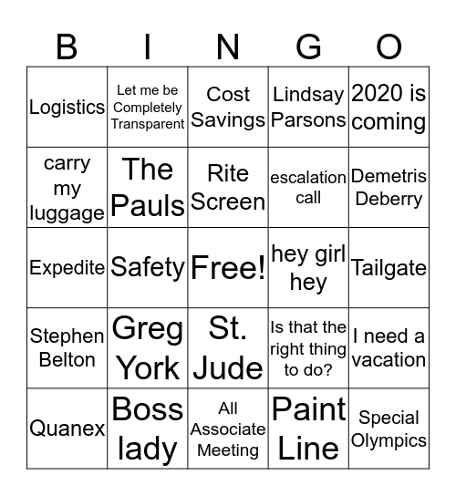 Marvin 2019 Bingo Card