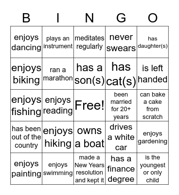 Nice to Meet You ! Bingo Card